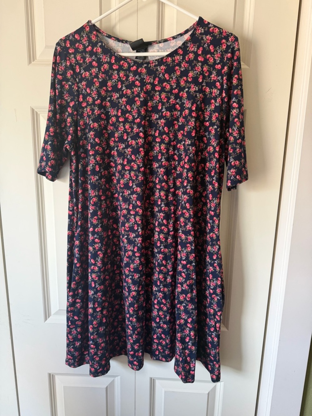 Agnes & Dora Navy Dress with Pink Floral Print